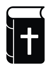 Obraz premium Black and white vector icon of a book with a cross