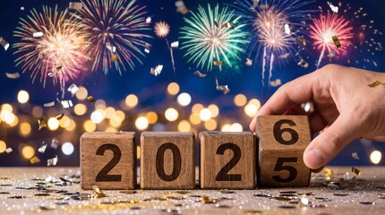 Celebrating the arrival of 2025 with fireworks