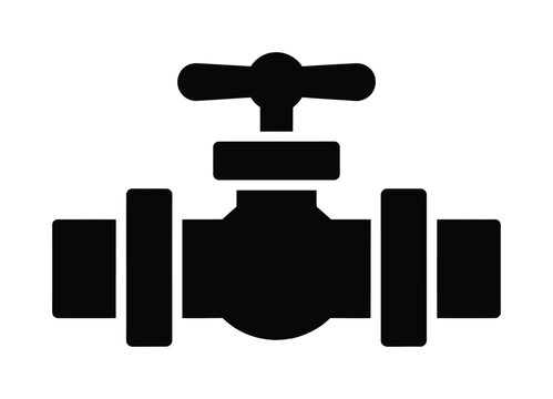 Black vector illustration of industrial valve with handle