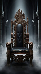 An ornate and imposing dark gothic fantasy throne.