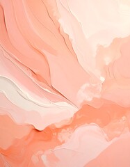 Flowing abstract composition in hues of coral and cream