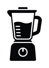 Black vector icon of modern blender with liquid inside