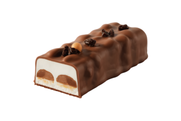 Delicious ice cream bar with chocolate coating and nuts  . Isolated on transparent background, png