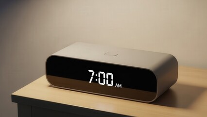 Digital Alarm Clock Display Showing 7:00 AM On Nightstand