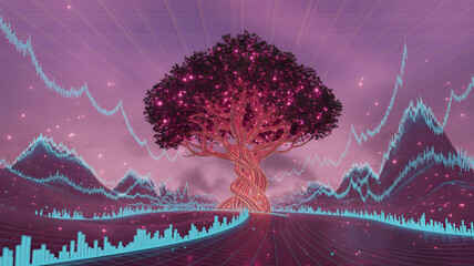 Digital tree growing over data landscape