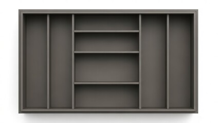 Empty Gray Wooden Shelf Unit For Storage or Display