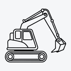 Excavator line art White background illustration Generative Ai