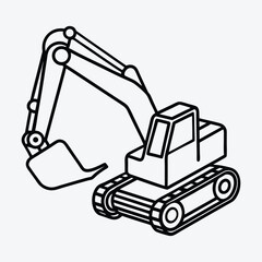 Excavator line art White background illustration Generative Ai