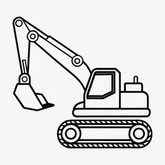 Excavator line art White background illustration Generative Ai