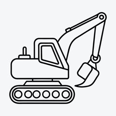 Excavator line art White background illustration Generative Ai