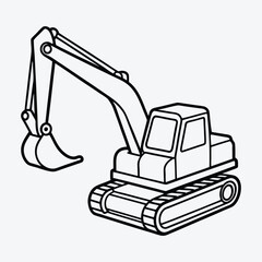 Excavator line art White background illustration Generative Ai