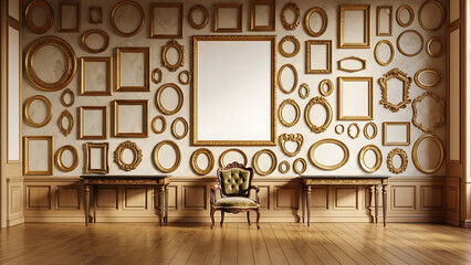 Eclectic Gallery Wall with Antique Chair and Console Tables.