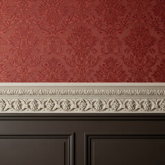 Elegant wall molding with intricate design and rich color contrast.