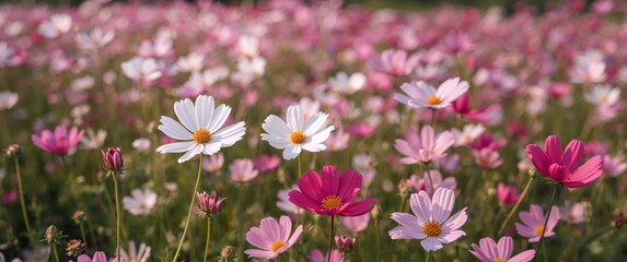 Obraz premium A Garden of Blossoms. Delicate Petals in a Field of Soft Hues, a Floral Tapestry.