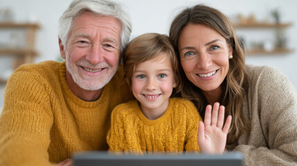 Family video call connecting relatives using technology at home