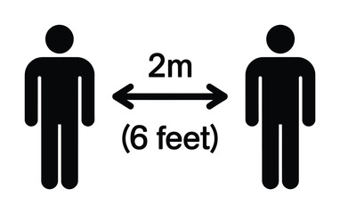 Social distancing safety guideline people vector icon