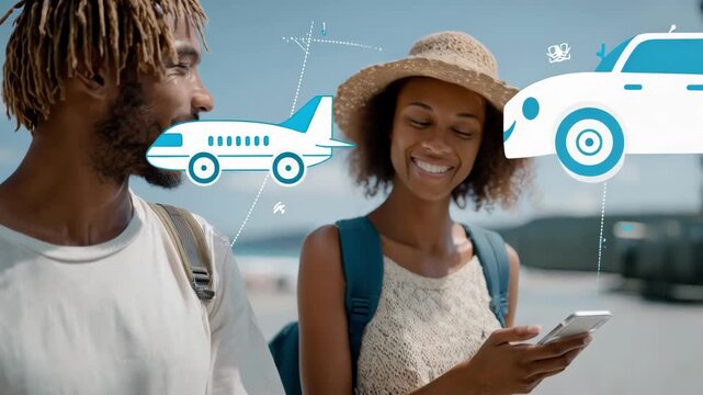 Medium shot featuring AI evaluating traveler sentiments through advanced algorithms to identify key satisfaction drivers and pain points
