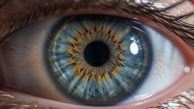 Extreme Close-up of a Human Eye - Blue Iris with Golden Flecks.