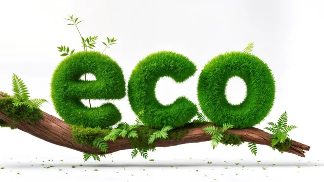 Sustainable ECO Word Built From Grass and Greenery