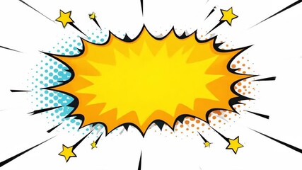 Animated friends comic book word bubble with halftone dot background and exploding stars illustration - Powered by Adobe