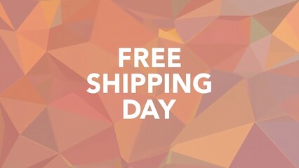 A colorful geometric background with a promotional message about free shipping