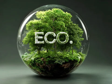 Environmental ECO Message Inside Transparent Nature Globe