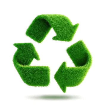 Floating Grassy Recycling Symbol on Bright White Background