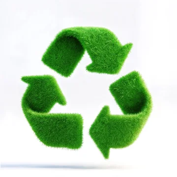Dreamlike Grass Recycling Icon in Clean Sustainable Space