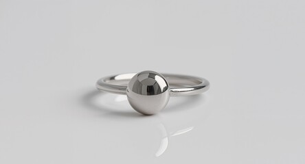 Polished Orb Ring Minimalist Design with Smooth, Reflective Surfaces SilverToned Finish.