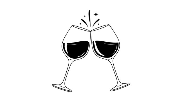 Celebratory wine glasses clinking together Vector, illustration