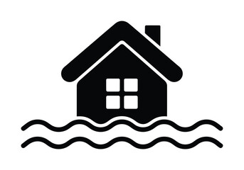 Flooded house disaster vector illustration