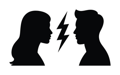 Couple argument conflict faces vector illustration