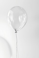 Floating glasslike balloons create an ethereal scene in a bright, airy space