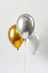 Elegant glossy balloons in gold, silver, and white for festive celebrations