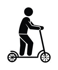 Person riding kick scooter vector illustration