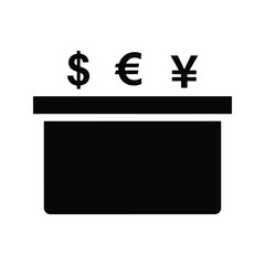 Money exchange counter silhouette currency service desk icon