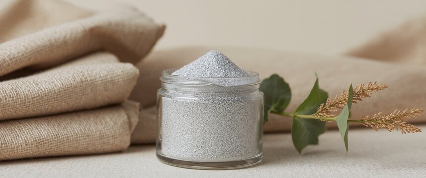 Silver Dust Still Life. A Study in Texture and Light, Against Soft Fabric Backdrop.