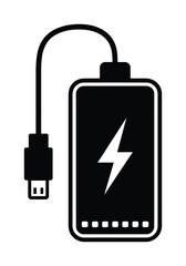 Obraz premium Power bank vector icon mobile charging