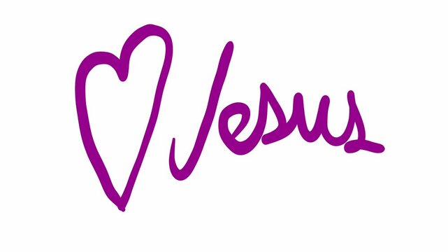 Jesus typography with heart shape in pink lettering