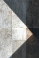 Abstract geometric light and shadow on concrete tiles for architectural design