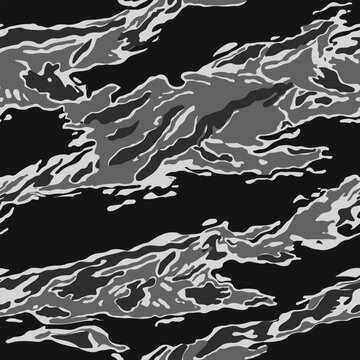 Gray Camouflage seamless pattern. Tiger stripe camo pattern. Forest real tree camouflage design. Hunting camouflage. Tiger stripe pattern. Abstract camouflage