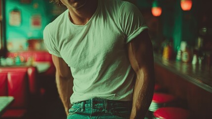 Retro Vibes in Vintage Diner with Casual Fashion and Cool Style