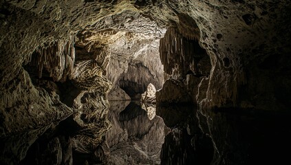 Subterranean Echoes. A Dance of Stone and Shadow Beneath the Earths Embrace.