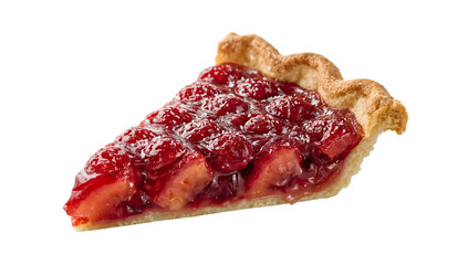 Cranberry orange holiday pie slice with sugared fruit and buttery crust on the transparent background for festive dessert concepts
