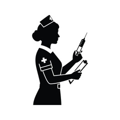 Hospital nurse silhouette healthcare staff icon