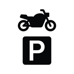 Motorcycle parking silhouette bike parking sign icon