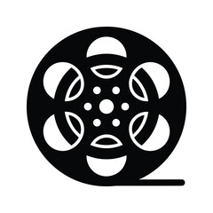 Movie reel silhouette cinema film roll icon
