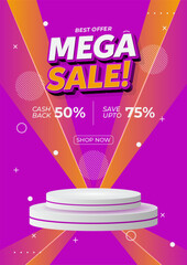 Mega Sale Promotional Poster with Discount Offer