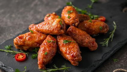 Winged Bites Delicious Treat A Culinary Composition of Textures and Colors.