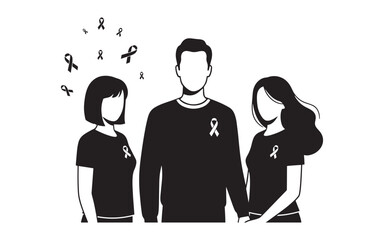 People showing awareness and support with ribbons